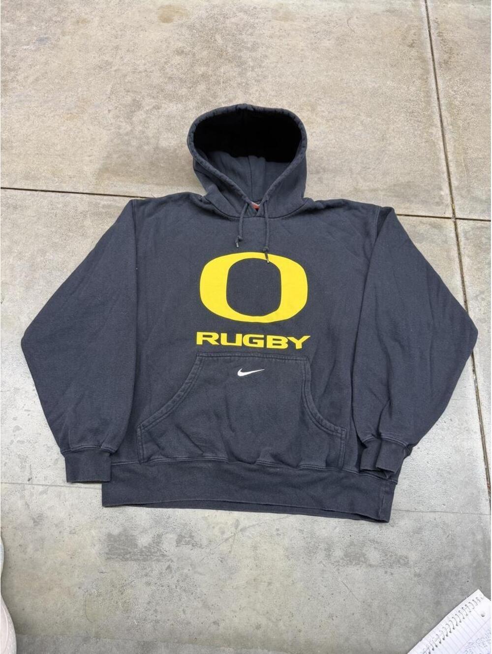 vintage university of oregon nike center swoosh collegiate black hoodie size xl